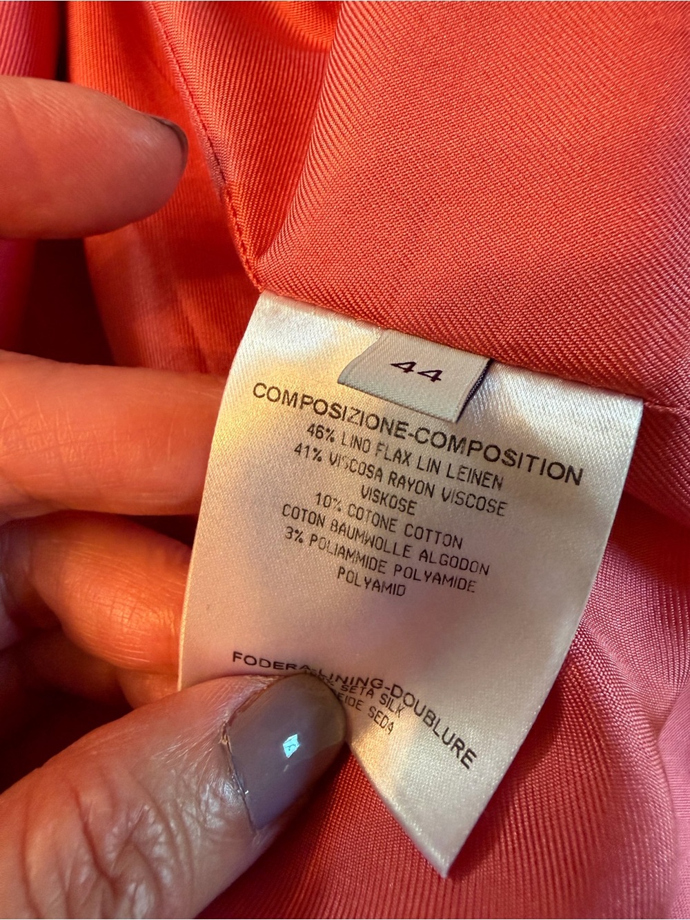 Stella McCartney Coral Pink Linen Blend Blazer Jacket EU 44 Designer Made in Ita - Picture 5 of 7